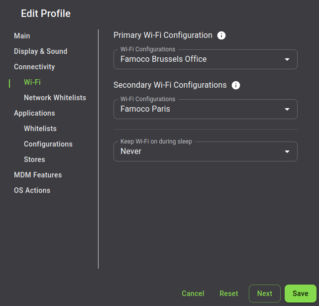 Wi-Fi Config Profile Setting
