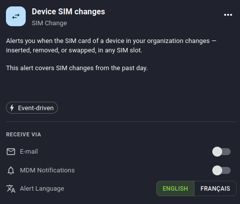 SIM Change Alert