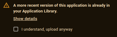 APK Upload Warning